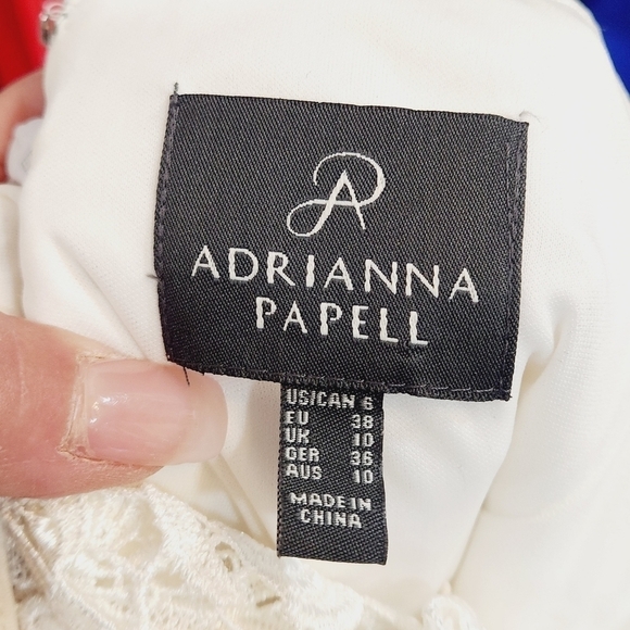 Adrianna PAPELLWhite Cap-Sleeve Illusion Lace Sheath Size 8 - Picture 14 of 16